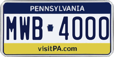 PA license plate MWB4000