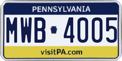 PA license plate MWB4005
