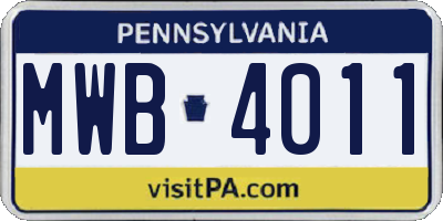 PA license plate MWB4011