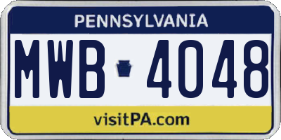 PA license plate MWB4048