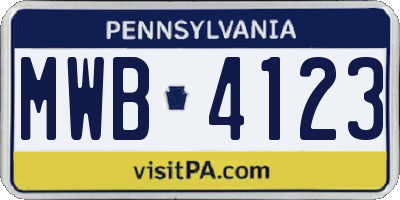 PA license plate MWB4123
