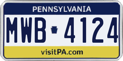 PA license plate MWB4124