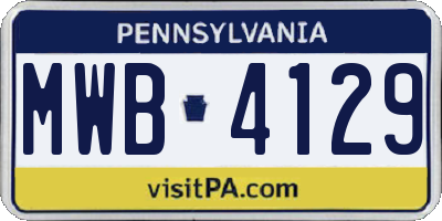 PA license plate MWB4129