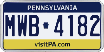 PA license plate MWB4182