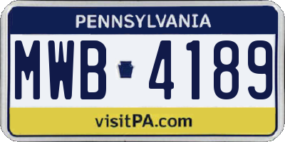 PA license plate MWB4189
