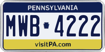 PA license plate MWB4222