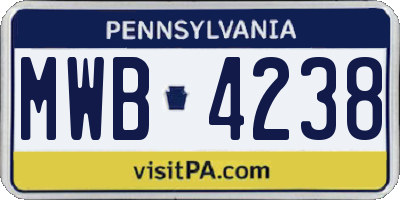 PA license plate MWB4238