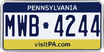 PA license plate MWB4244