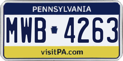 PA license plate MWB4263