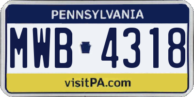 PA license plate MWB4318