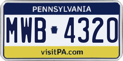 PA license plate MWB4320