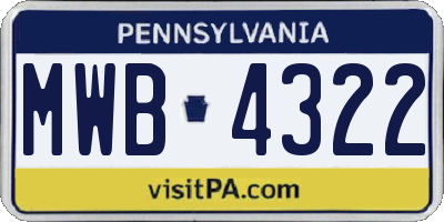 PA license plate MWB4322