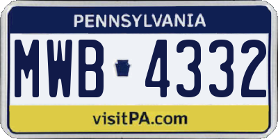 PA license plate MWB4332
