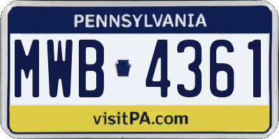 PA license plate MWB4361