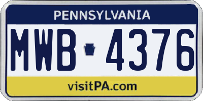 PA license plate MWB4376