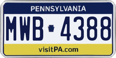 PA license plate MWB4388