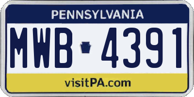 PA license plate MWB4391