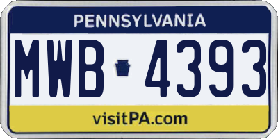 PA license plate MWB4393