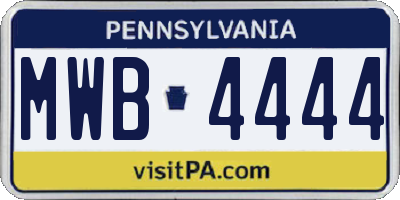 PA license plate MWB4444