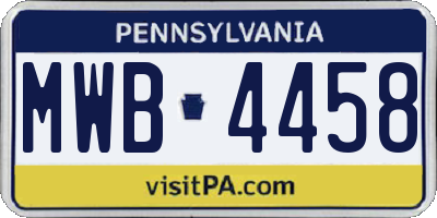 PA license plate MWB4458
