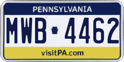 PA license plate MWB4462