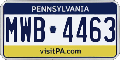 PA license plate MWB4463
