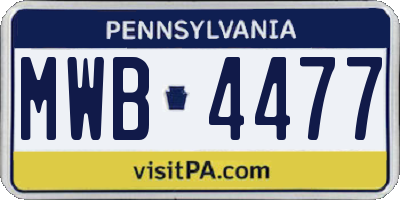 PA license plate MWB4477