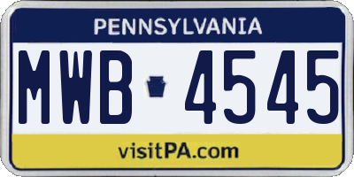 PA license plate MWB4545