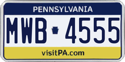 PA license plate MWB4555