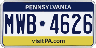 PA license plate MWB4626