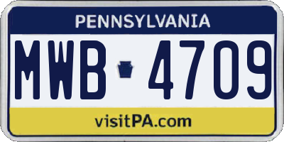PA license plate MWB4709