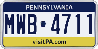 PA license plate MWB4711