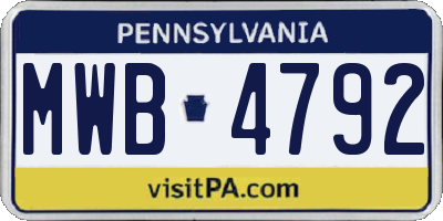 PA license plate MWB4792