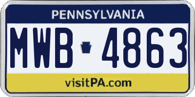 PA license plate MWB4863