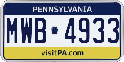 PA license plate MWB4933
