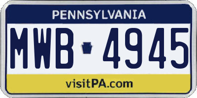 PA license plate MWB4945