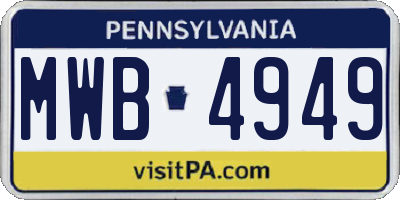 PA license plate MWB4949