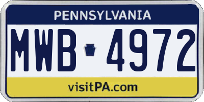 PA license plate MWB4972