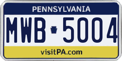 PA license plate MWB5004