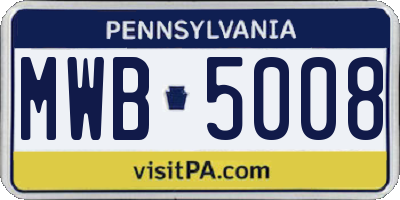 PA license plate MWB5008