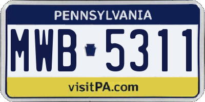 PA license plate MWB5311