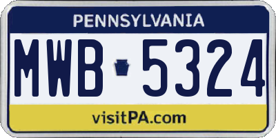 PA license plate MWB5324