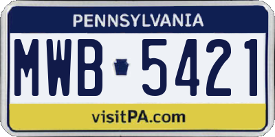 PA license plate MWB5421