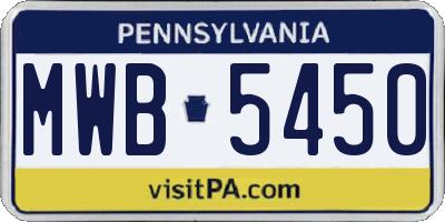 PA license plate MWB5450