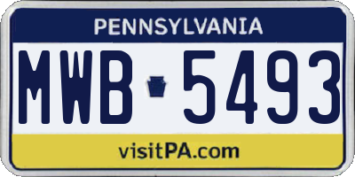 PA license plate MWB5493