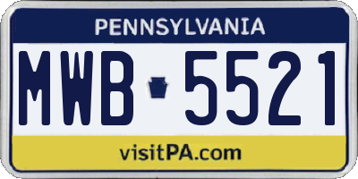 PA license plate MWB5521
