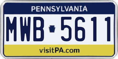 PA license plate MWB5611