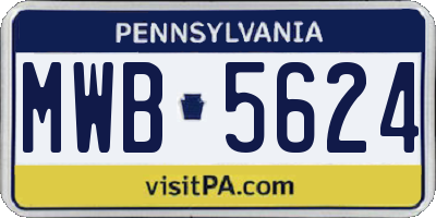PA license plate MWB5624