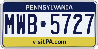 PA license plate MWB5727