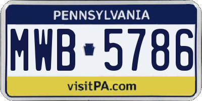 PA license plate MWB5786